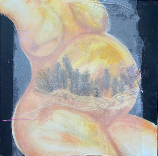Fine Art Acrylic Mixed Media Woman Pregnancy: Pregnant Pause